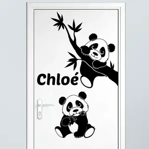 Ambiance-sticker Sticker prénom personnalisable Deux adorables pandasVendu parambiance-sticker
