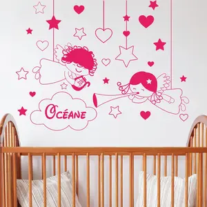 Ambiance-sticker Sticker prénom personnalisable petits anges musiciensVendu parambiance-sticker