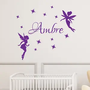 Ambiance-sticker Sticker prénom personnalisable deux fées étincelanteVendu parambiance-sticker
