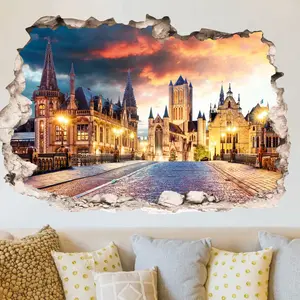 Ambiance-sticker Sticker trompe l'oeil Gand ville historique BelgeVendu parambiance-sticker