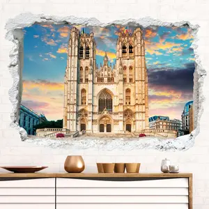 Ambiance-sticker Sticker trompe l'oeil Cathédrale Saints Michel et Gudule à BruxellesVendu parambiance-sticker