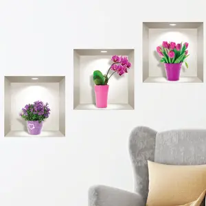 Ambiance-sticker Stickers 3D tulipes, orchidées et agapanthusVendu parambiance-sticker