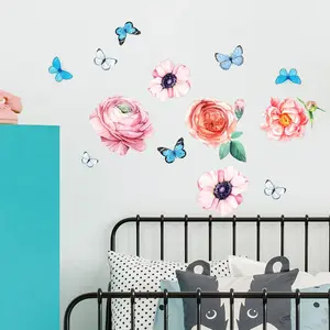 Ambiance-sticker Stickers fleurs roses amies des papillonsVendu parambiance-sticker