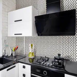 30 stickers carrelages effet marbre noir et blanc dorésVendu parambiance-sticker