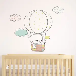 Ambiance-sticker Stickers animaux scandinaves ourson dans sa montgolfièreVendu parambiance-sticker