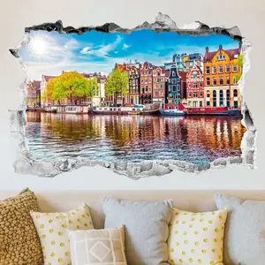 Ambiance-sticker Sticker trompe l'oeil parfum printanier sur le canal d'AmsterdamVendu parambiance-sticker