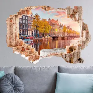 Ambiance-sticker Sticker trompe l'oeil Amsterdam en bord de riveVendu parambiance-sticker