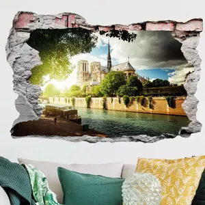 Ambiance-sticker Sticker trompe l'oeil Notre dame au bord de la SeineVendu parambiance-sticker
