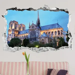 Ambiance-sticker Sticker trompe l'oeil Notre dame de Paris éclairée dans la nuitVendu parambiance-sticker