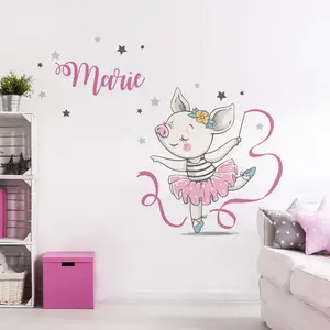 Ambiance-sticker Sticker prénom personnalisé cochon ballerineVendu parambiance-sticker