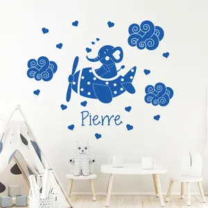 Ambiance-sticker Sticker prénom personnalisable éléphant en avionVendu parambiance-sticker