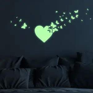 Ambiance-sticker Stickers phosphorescents coeur et papillonsVendu parambiance-sticker