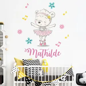 Ambiance-sticker Sticker prénom personnalisable ourse ballerine roseVendu parambiance-sticker