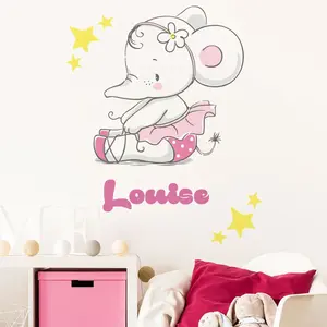 Ambiance-sticker Sticker prénom personnalisable bébé éléphant ballerineVendu parambiance-sticker