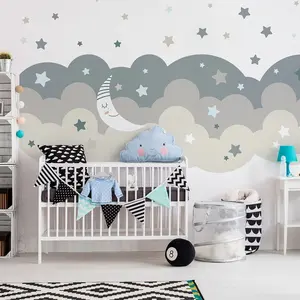 Ambiance-sticker Stickers enfant nuages scandinaves, étoiles et la luneVendu parambiance-sticker