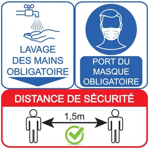 Ambiance-sticker Lot de 3 stickers covid-19 mesures sanitaires à respecterVendu parambiance-sticker