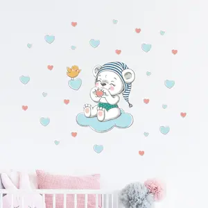Ambiance-sticker Stickers ourson sur le nuage + 60 coeursVendu parambiance-sticker