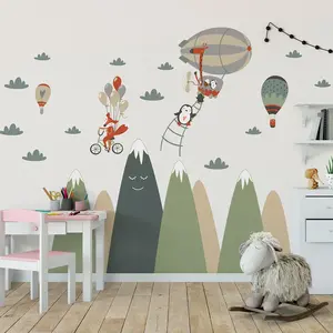 Ambiance-sticker Stickers enfant montagnes scandinaves animaux acrobatesVendu parambiance-sticker