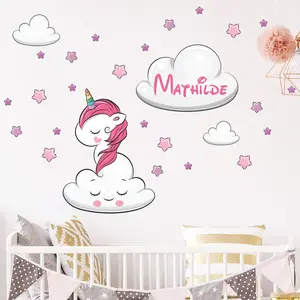 Ambiance-sticker Sticker personnalisable prénom licorne en nuageVendu parambiance-sticker