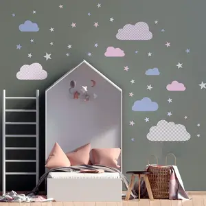 Ambiance-sticker Stickers enfant nuage scandinaves et étoiles brillantesVendu parambiance-sticker