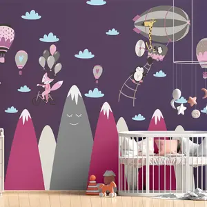 Ambiance-sticker Stickers enfant montagnes scandinaves animaux heureuxVendu parambiance-sticker