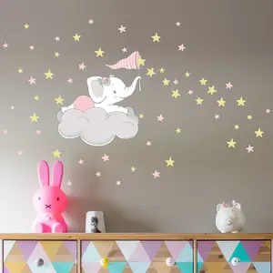 Ambiance-sticker Stickers enfant éléphant fille attrape les 60 étoilesVendu parambiance-sticker