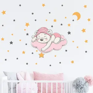 Ambiance-sticker Stickers enfant oursonne rêveuse et 50 étoilesVendu parambiance-sticker