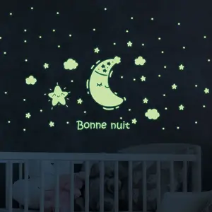 Ambiance-sticker Stickers phosphorescents nuages et étoiles bonne nuitVendu parambiance-sticker