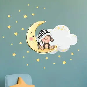 Ambiance-sticker Stickers singe sur la lune et 90 étoilesVendu parambiance-sticker