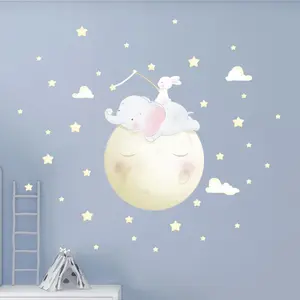 Ambiance-sticker Stickers éléphant et lapin sur la lune et 110 étoilesVendu parambiance-sticker