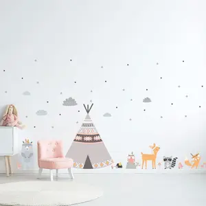 Ambiance-sticker Stickers animaux scandinaves et tipis indiensVendu parambiance-sticker