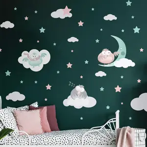 Ambiance-sticker Stickers oiseaux et lune vous souhaite bonne nuitVendu parambiance-sticker
