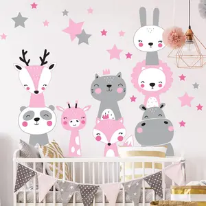 Ambiance-sticker Stickers animaux scandinaves girly + 60 étoilesVendu parambiance-sticker