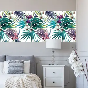 Ambiance-sticker Sticker tapisserie tropicale orchidées sauvages et feuilles de...Vendu parambiance-sticker