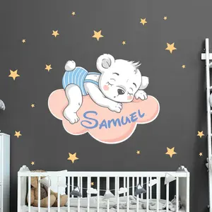 Ambiance-sticker Sticker personnalisable prénom ours sur le nuage + 90 étoilesVendu parambiance-sticker
