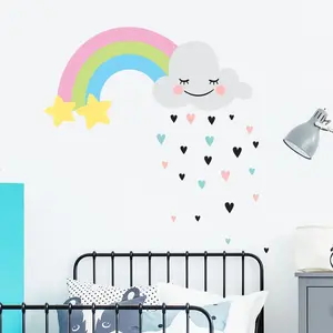 Ambiance-sticker Stickers chambre enfant nuages et les coeurs d'arc-en-cielVendu parambiance-sticker