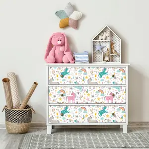 Ambiance-sticker Sticker meuble pour enfant licornes enchantées pas cher