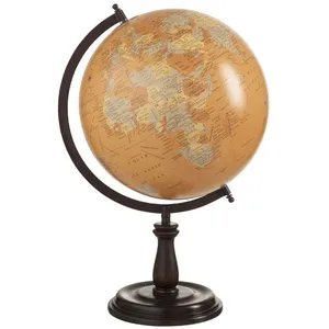 Retro Mappemonde sur pied bois ocre grand modèle - J-line - Marron - Bois pas cher