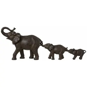 J-Line Statue Déco Famille d'Eléphants 83cm Marron pas cher
