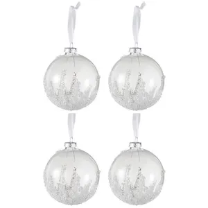 Comparateur de prix : J-Line Boite De 4 Boules De Noel Sucre Dessous Verre Transparent Medium TU