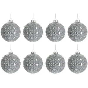 Comparateur de prix : J-Line - 8 Boules de Noël rondes Antique grises - D.7.8 cm T.U
