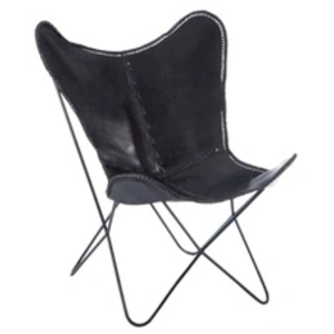 Paris Prix Fauteuil Design en Cuir Papillon 92cm Noir pas cher