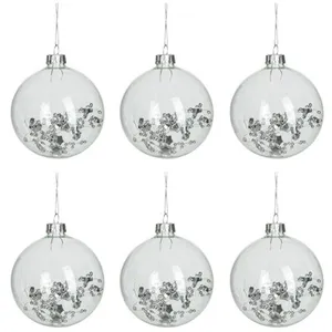 Comparateur de prix : J-Line Boite De 6 Boules De Noel Rondes Decoratives Interieur Transparent TU