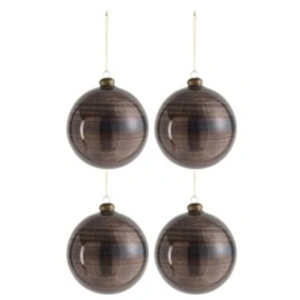 J-Line Boite De 4 Boule De Noel Verre Antique Marron Large TU pas cher