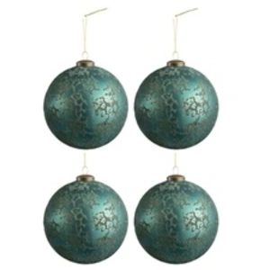 Comparateur de prix : J-Line Boite De 4 Boule De Noel Verre Mat Antique Azur Large TU