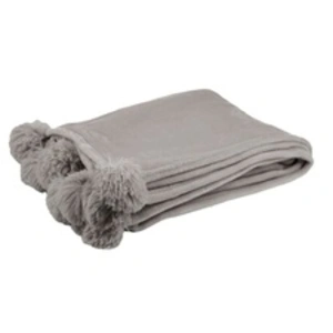 Comparateur de prix : Paris Prix Plaid à Pompons "Blanket" 130x170cm Taupe Clair