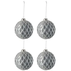 Comparateur de prix : J-Line Boite De 4 Boules De Noel Carreau Verre Gris Antique TU