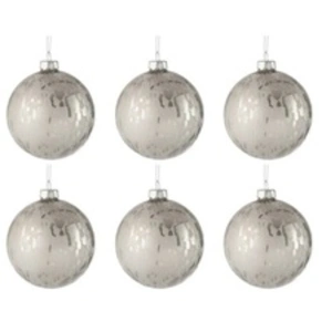 Comparateur de prix : J-Line - 6 Boules de Noël rondes argentées - D.8 cm T.U