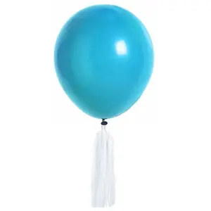 RueDeLaFete Kit de 6 Ballons Pompons ® blanc/TURQUOISE pas cher