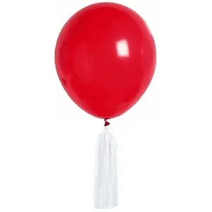 RueDeLaFete Kit de 6 Ballons Pompons ® blanc/ROUGE pas cher